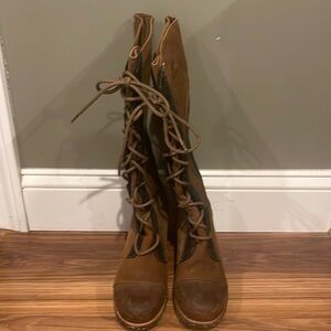 EUC Sorel cate the great tall lace up boots size 7.5 - ELK HTF gorgeous wedge